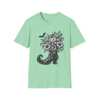 Halloween Boot Bouquet T‑Shirt — Pumpkin, Candy Corn & Bat Graphic