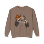 Halloween Skeleton Hands Crewneck Sweatshirt — Spooky Heart & Bat Design