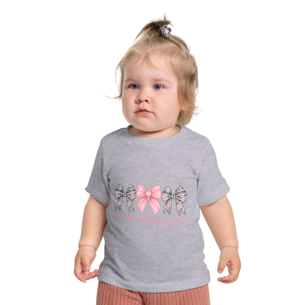 "So God Made Country Girls" Baby T-Shirt Pink Bow Graphic