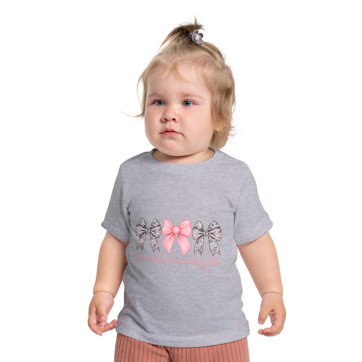 "So God Made Country Girls" Baby T-Shirt Pink Bow Graphic
