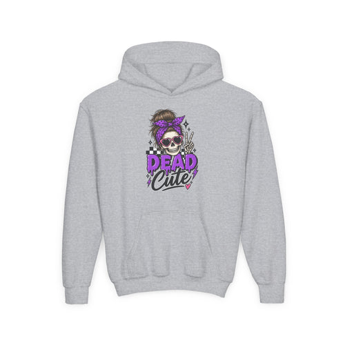 "Dead Cute" Skull Graphic Pullover (Purple Accent) Youth Hoodie