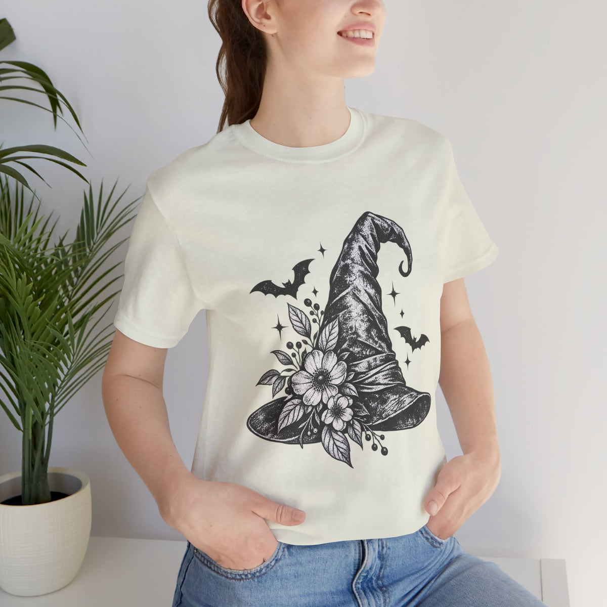 Witch Hat Floral Tee — Gothic Halloween Witchy T-Shirt