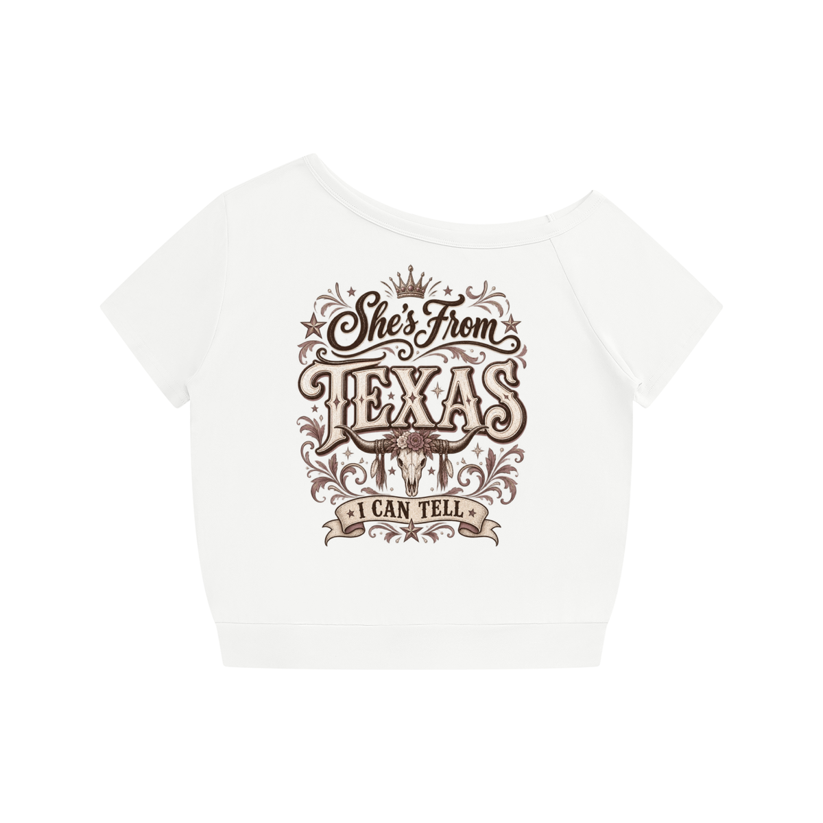 She's from Texas Women's Off-the-Shoulder T-Shirt