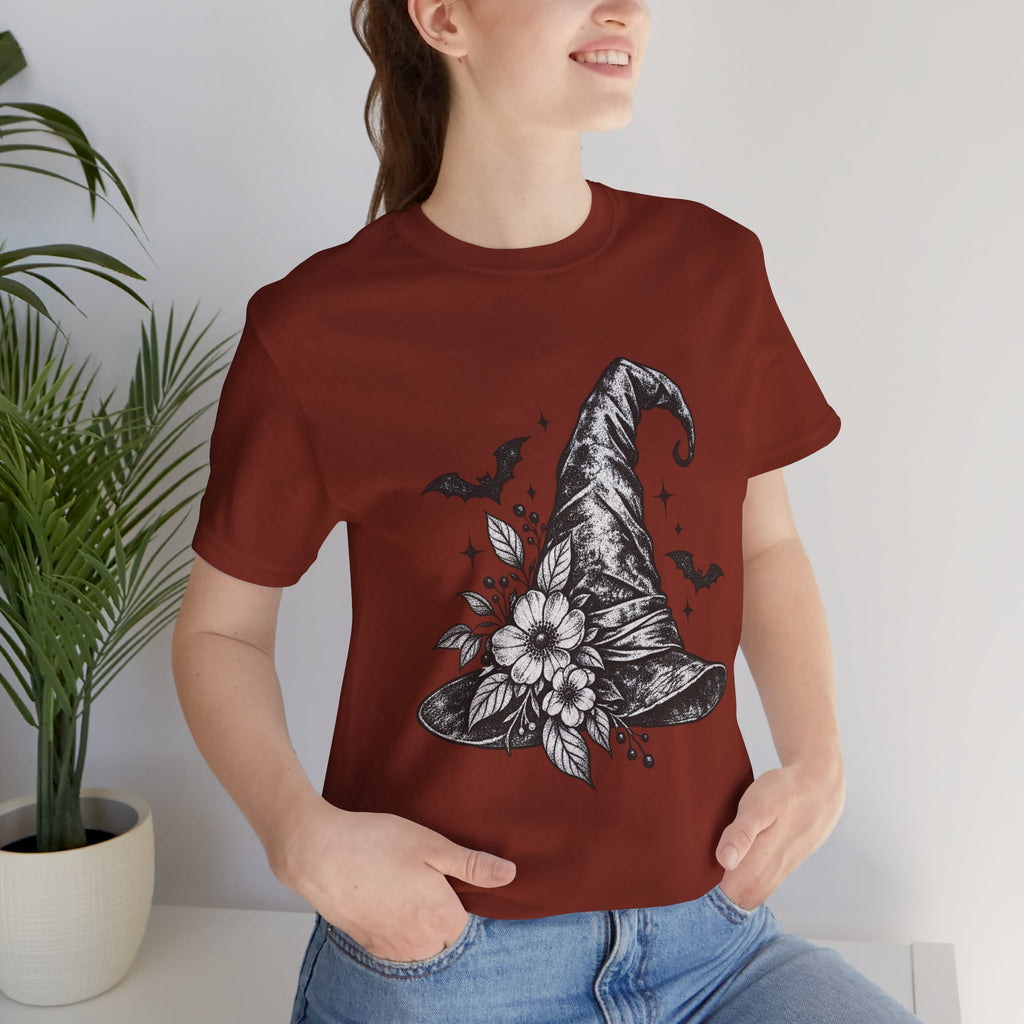Witch Hat Floral Tee — Gothic Halloween Witchy T-Shirt