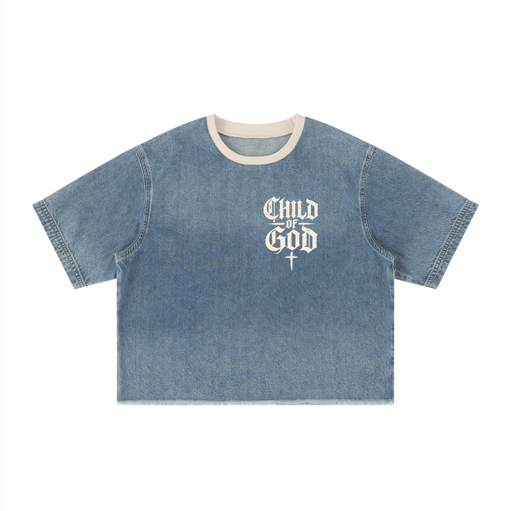 Child of God Vintage Wash Boxy Raw Hem Denim T-Shirt