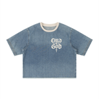 Child of God Vintage Wash Boxy Raw Hem Denim T-Shirt