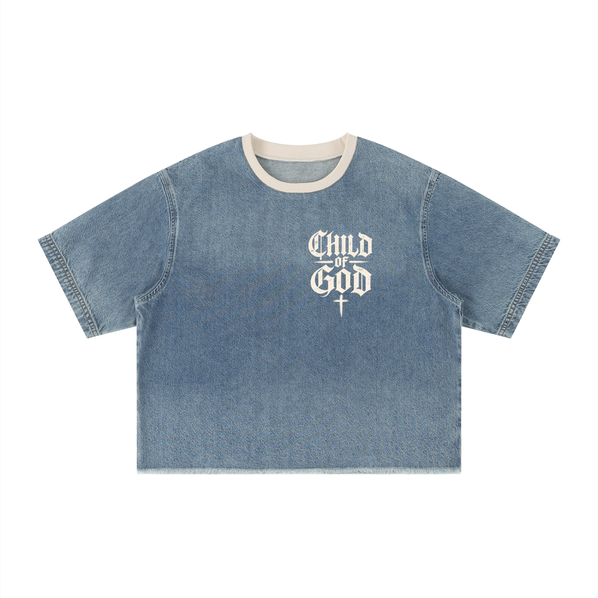 Child of God Vintage Wash Boxy Raw Hem Denim T-Shirt