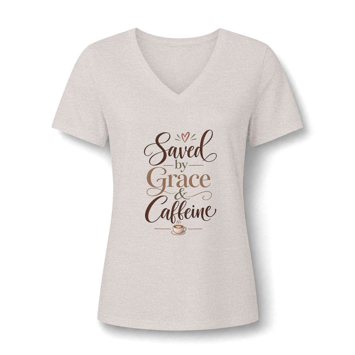 Saved by Grace & Caffeine V-Neck Tee