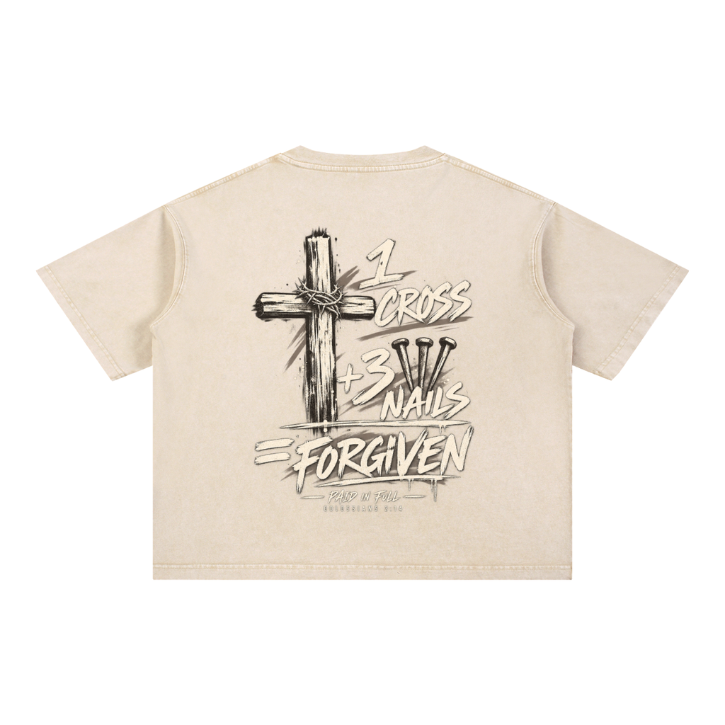 1 Cross 3 Nails Mineral Wash Boxy Cotton T-Shirt