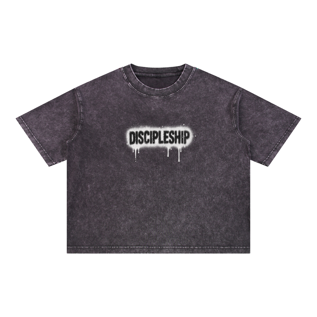 Discipleship Drip Mineral Wash Boxy Cotton T-Shirt