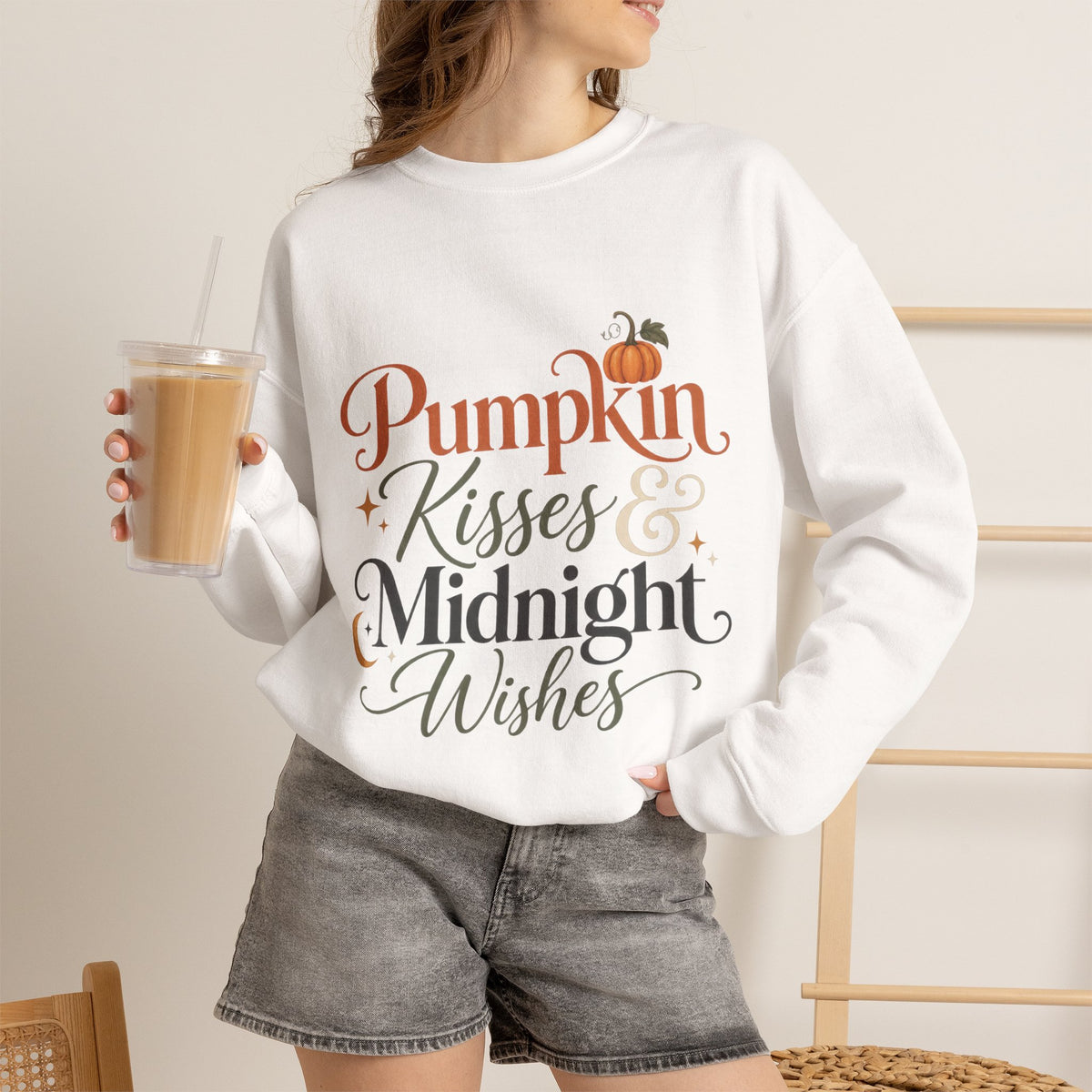 Sweatshirt — Pumpkin Kisses & Midnight Wishes Fall Crewneck