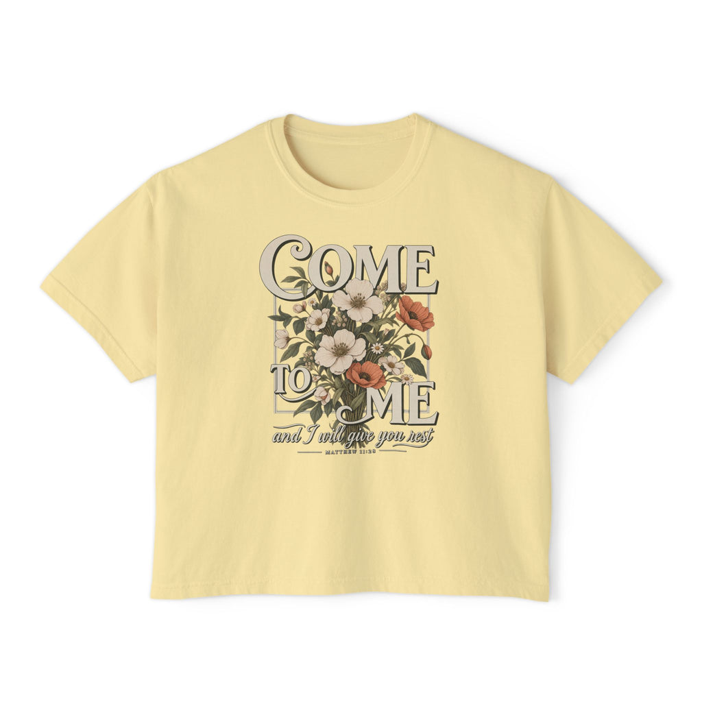 Come to Me Floral Boxy Tee — Vintage Floral Graphic Women's Shirt