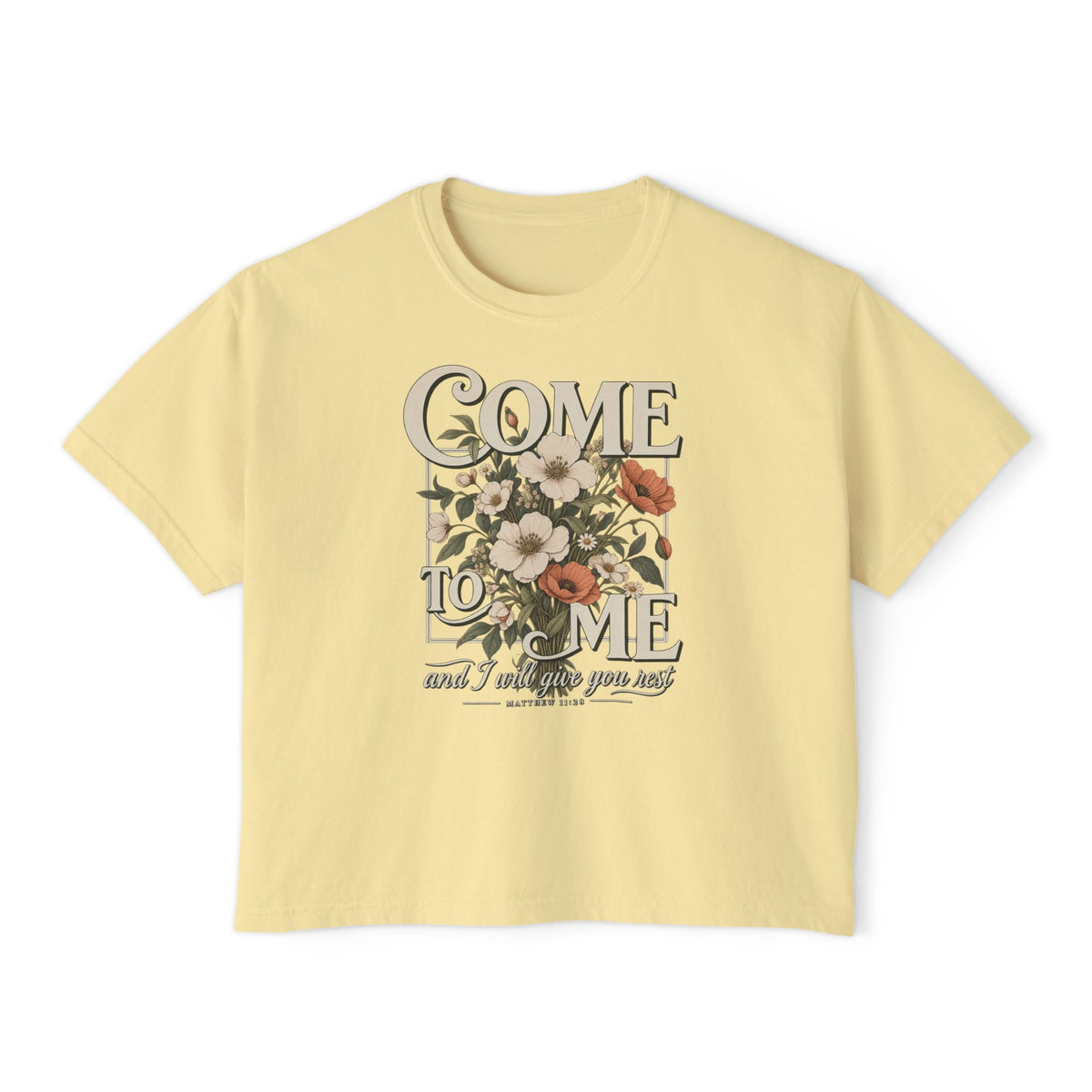 Come to Me Floral Boxy Tee — Vintage Floral Graphic Women's Shirt