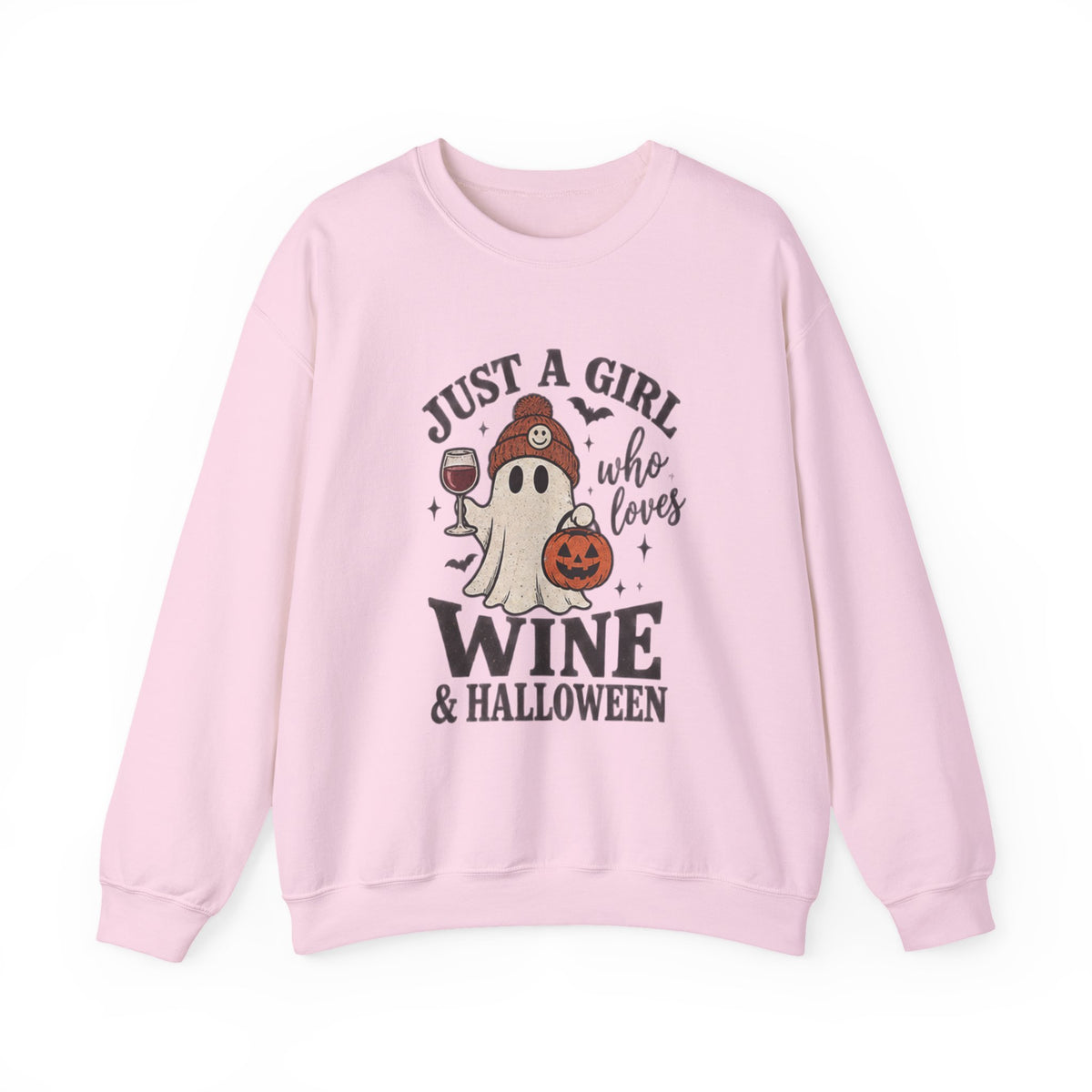 Halloween Wine Sweatshirt — “Just a Girl Who Loves Wine & Halloween” Crewneck
