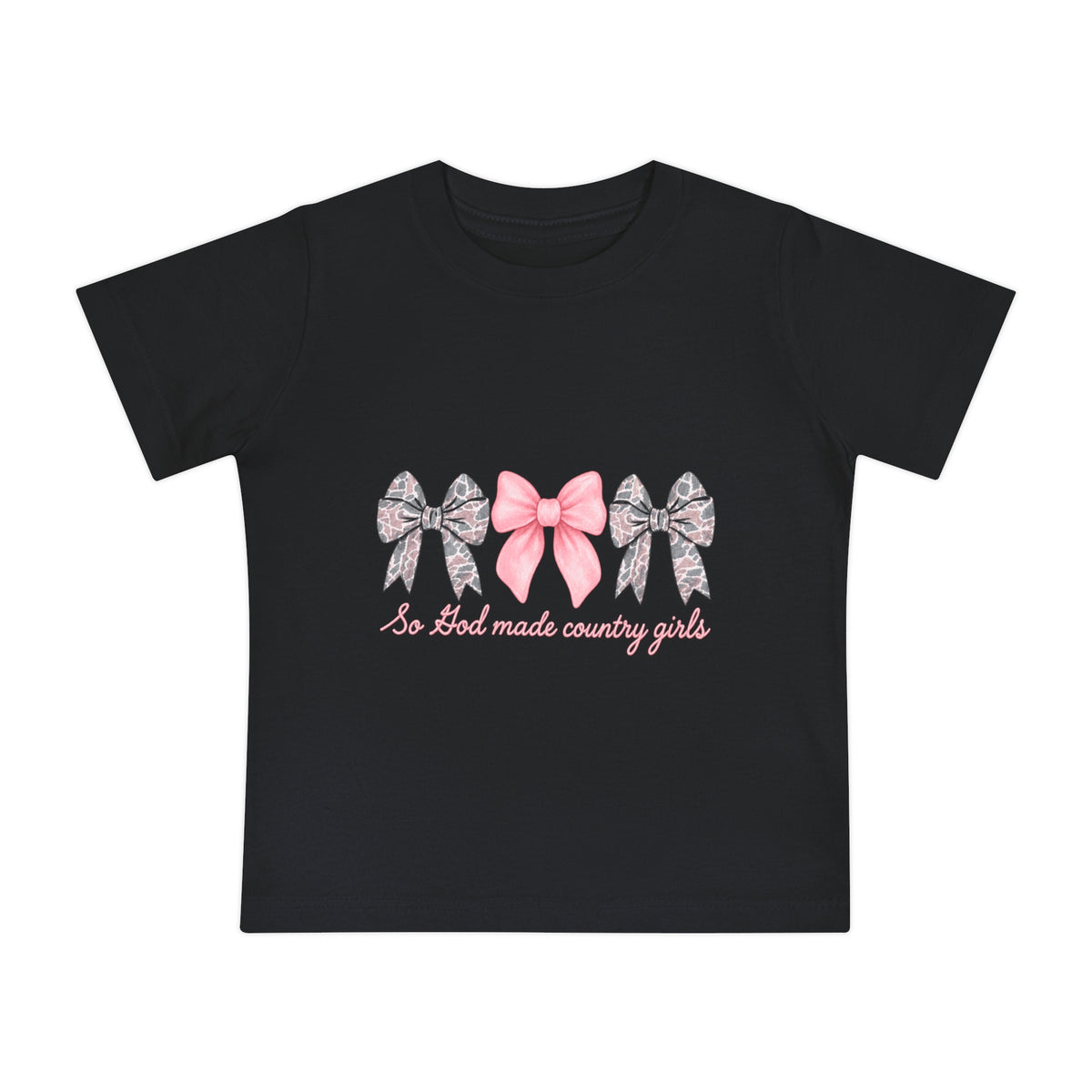 "So God Made Country Girls" Baby T-Shirt Pink Bow Graphic