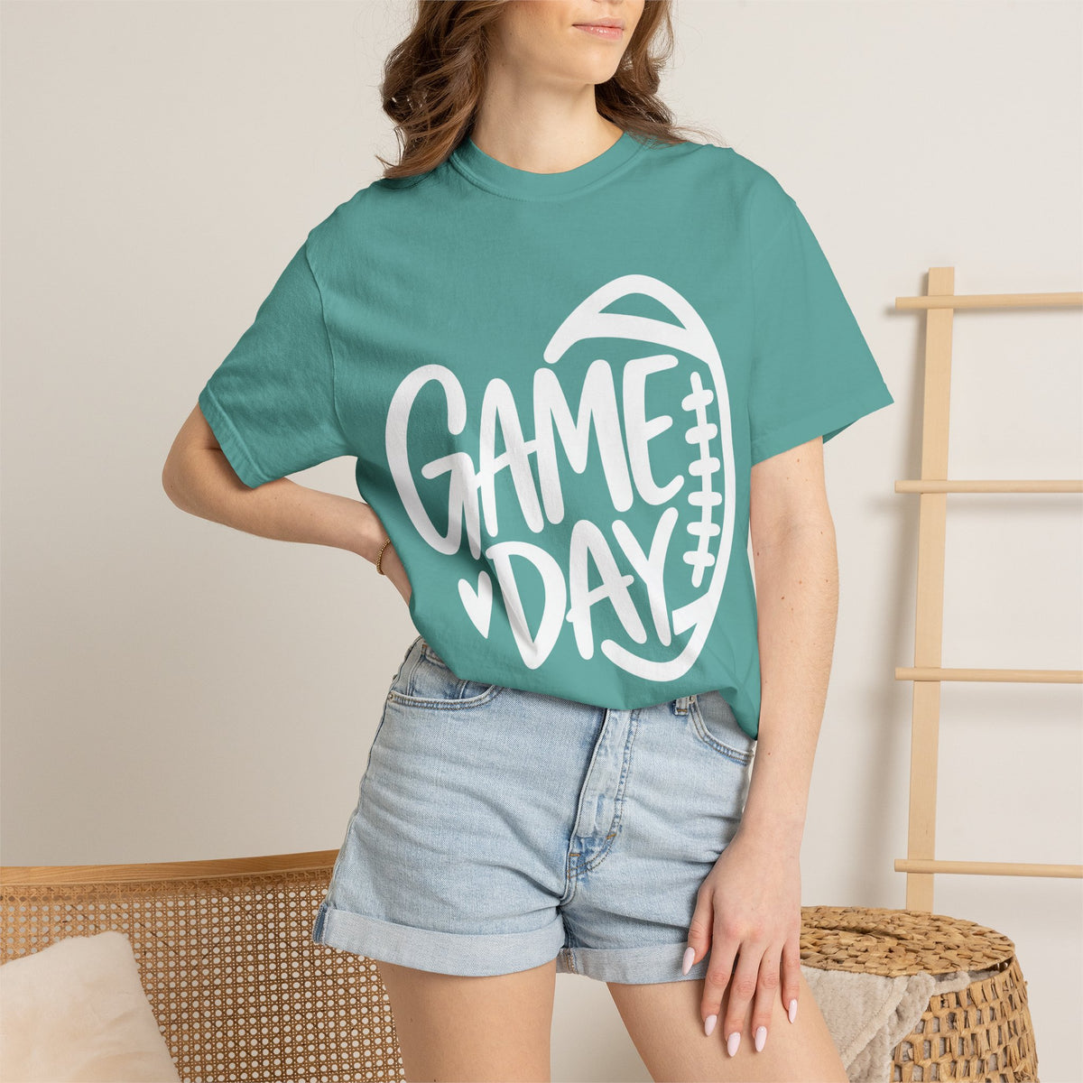 Women's Cutesy Game Day Football T-Shirt