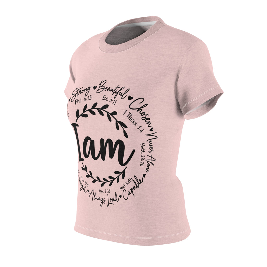 I Am Scripture Affirmation Tee — Women's Christian Faith Graphic Shirt