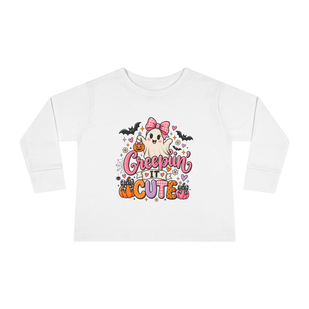Toddler Long Sleeve Tee — 'Creepin' Cute' Halloween Ghost Shirt for Babies & Toddlers