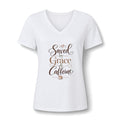 Saved by Grace & Caffeine V-Neck Tee