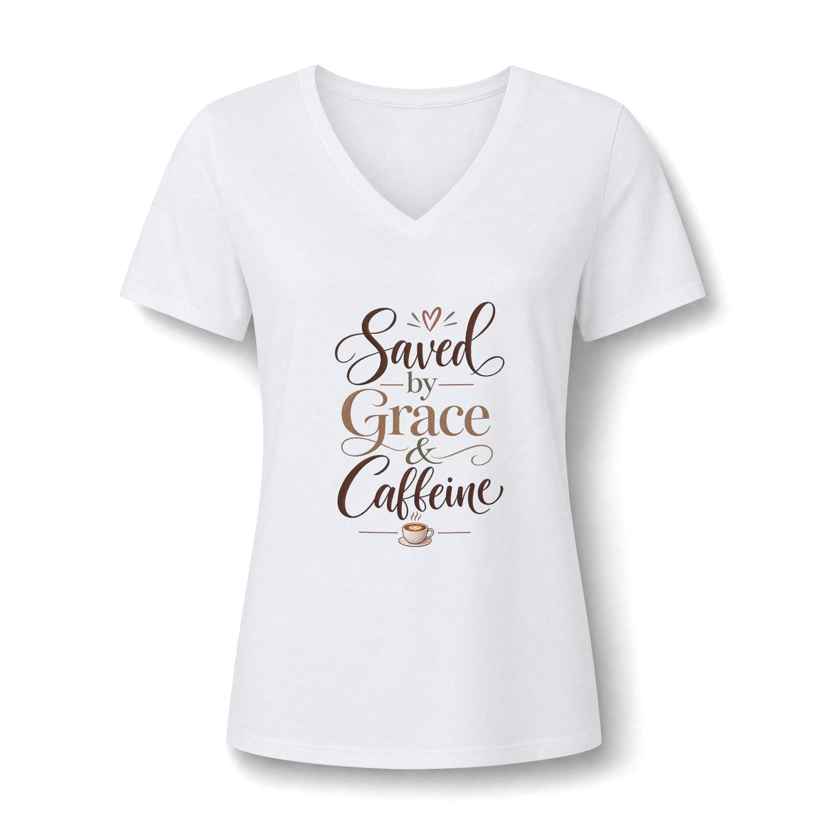 Saved by Grace & Caffeine V-Neck Tee