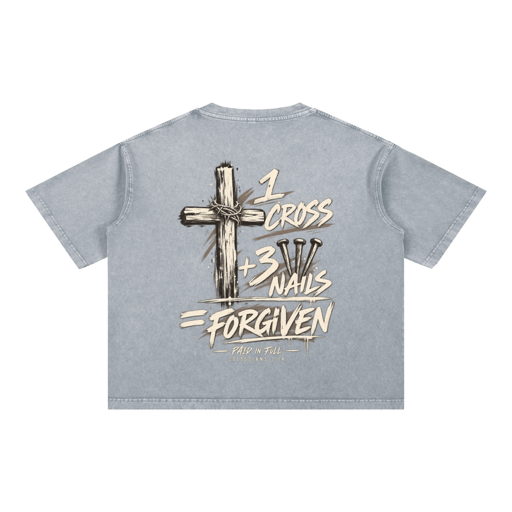 1 Cross 3 Nails Mineral Wash Boxy Cotton T-Shirt