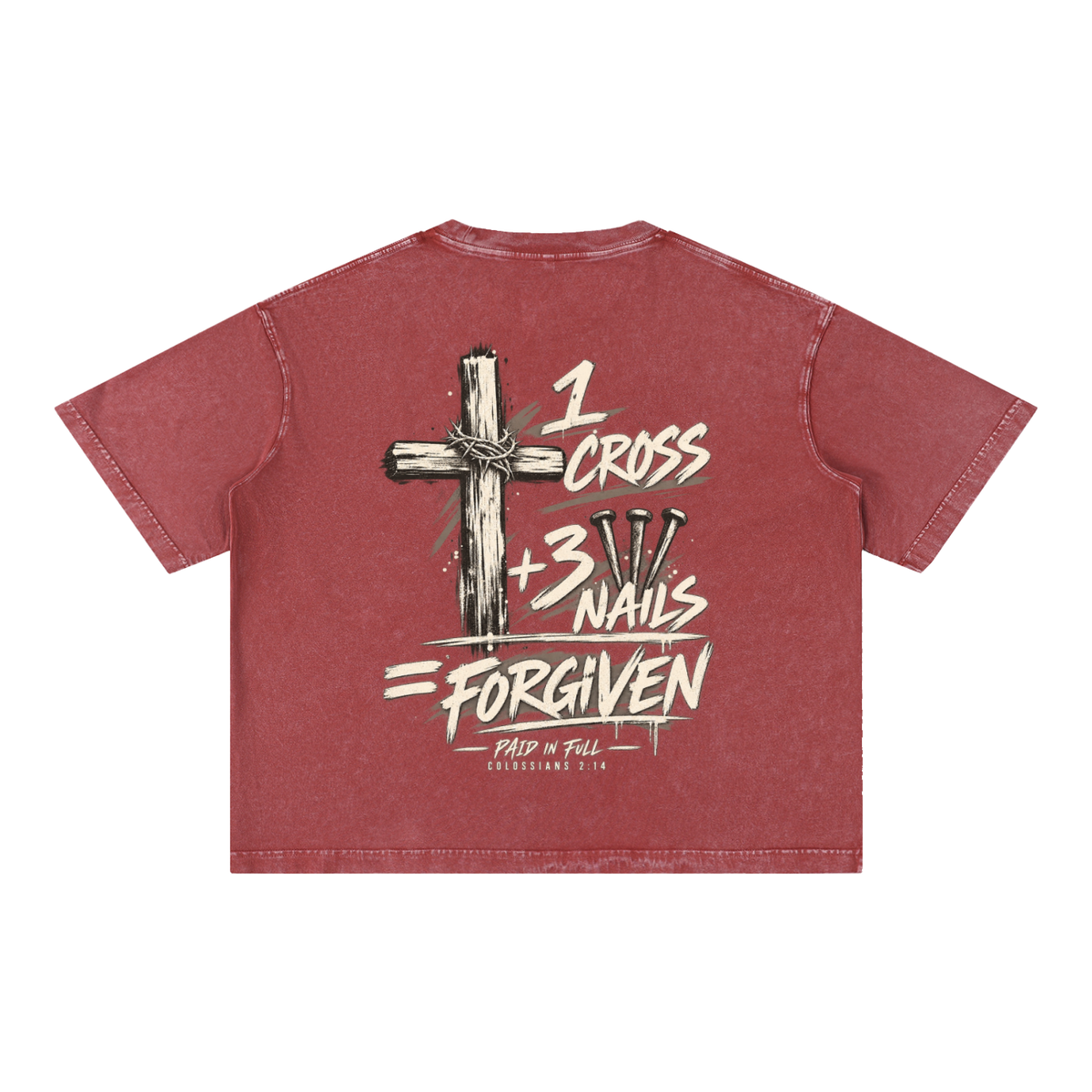 1 Cross 3 Nails Mineral Wash Boxy Cotton T-Shirt