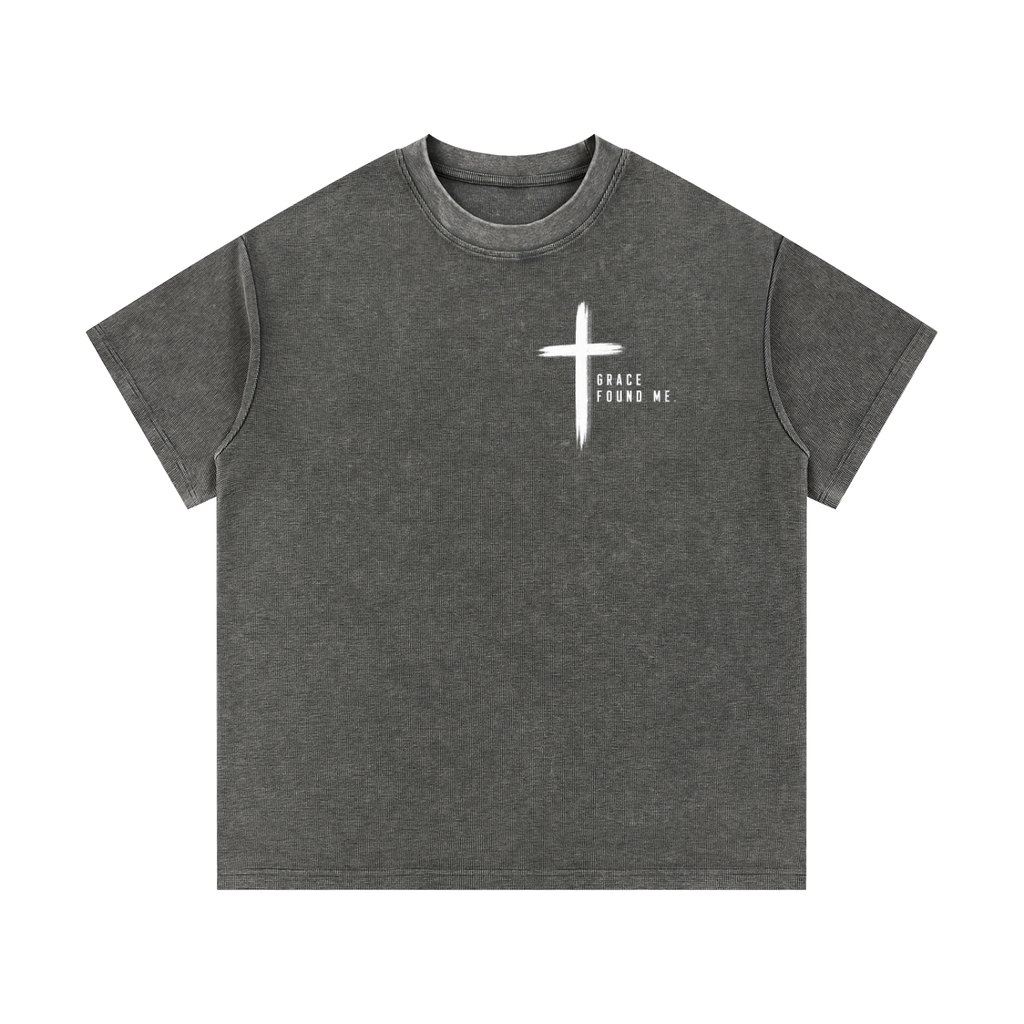 Grace Found Me Mineral Wash Waffle Knit T-Shirt