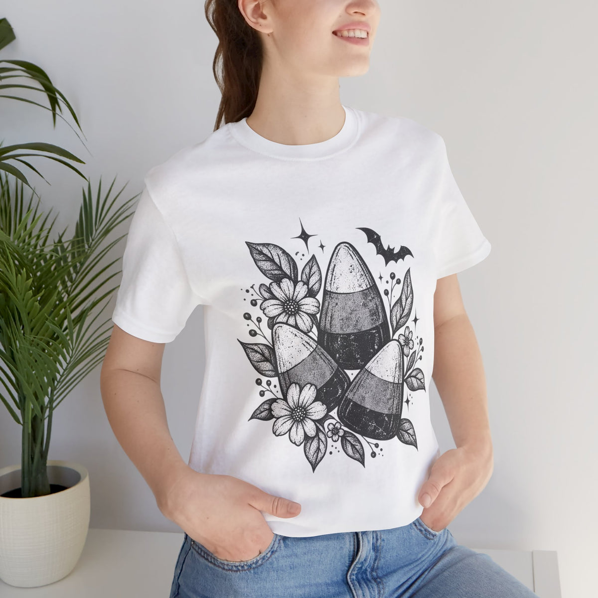 Candy Corn Floral Tee — Halloween Candy Corn Shirt