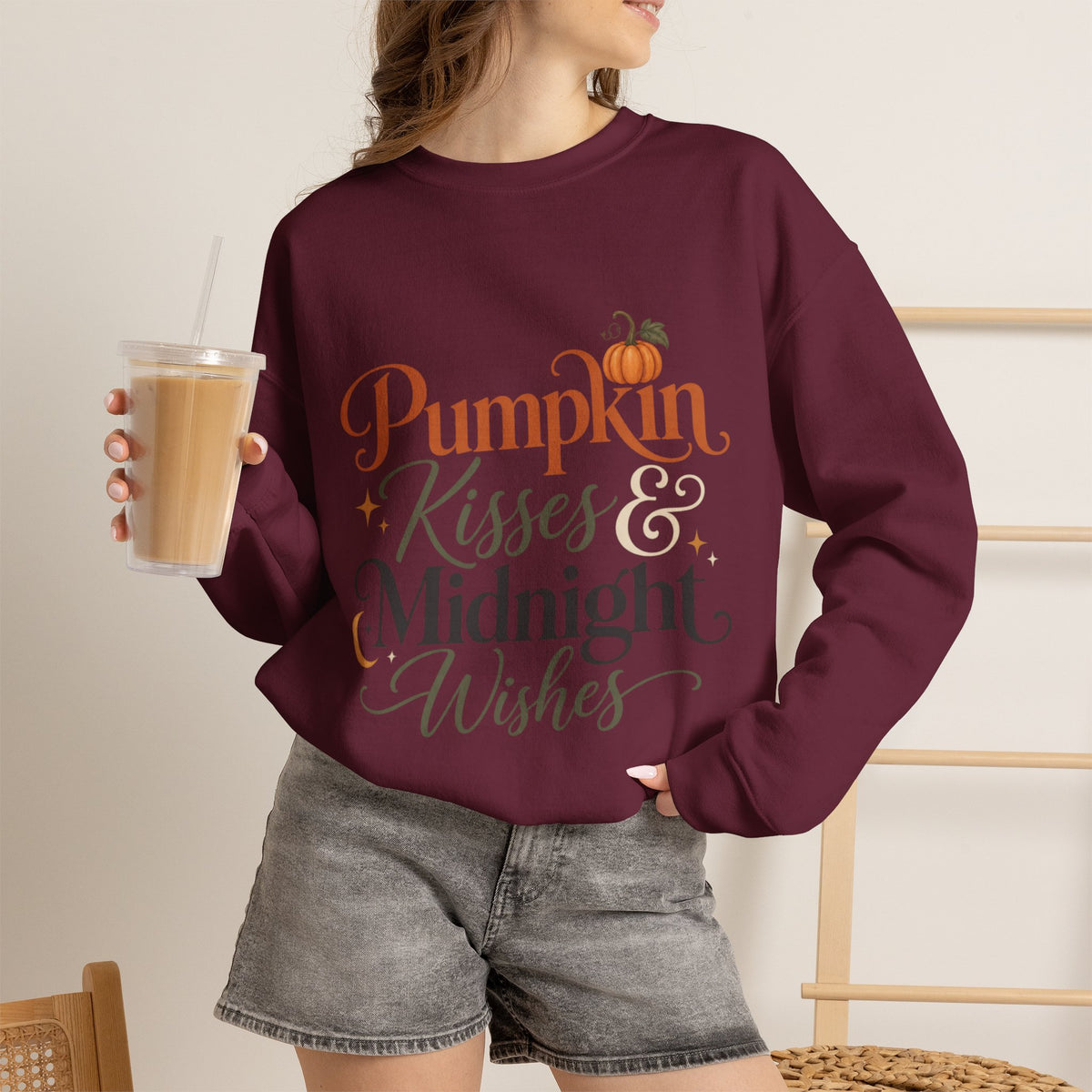 Sweatshirt — Pumpkin Kisses & Midnight Wishes Fall Crewneck
