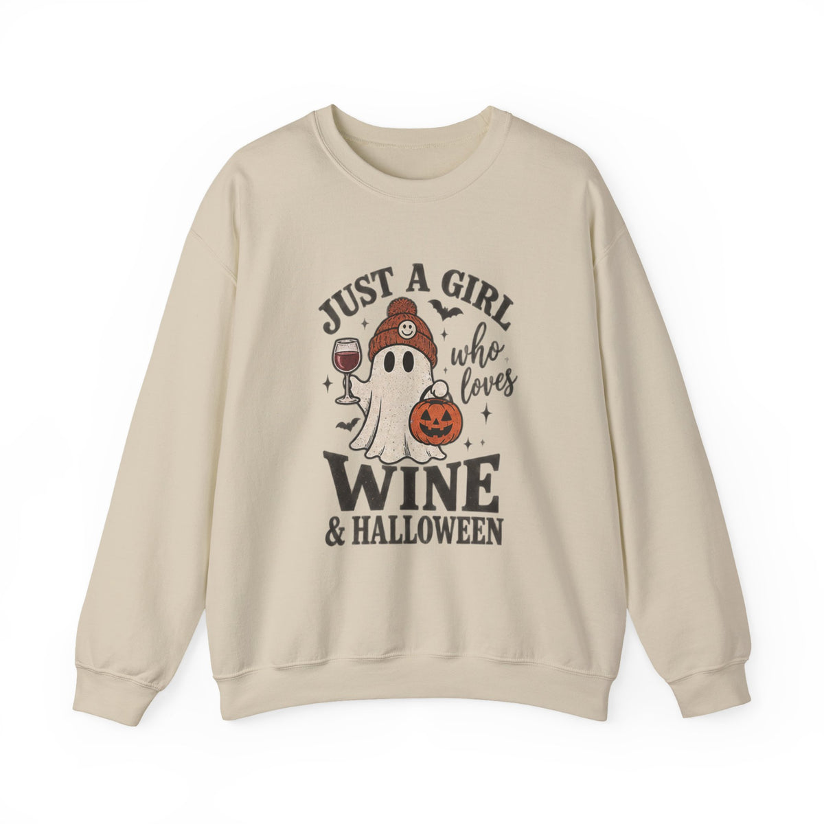 Halloween Wine Sweatshirt — “Just a Girl Who Loves Wine & Halloween” Crewneck
