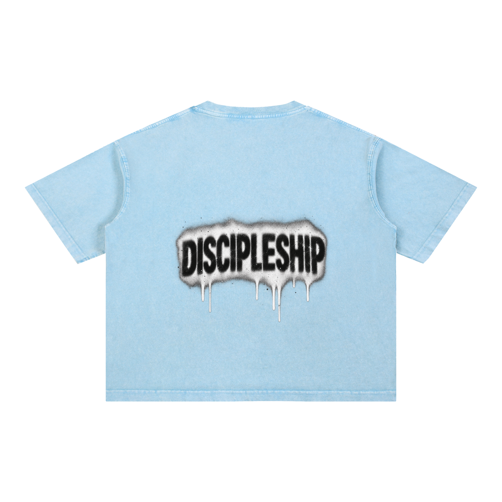 Discipleship Drip Mineral Wash Boxy Cotton T-Shirt