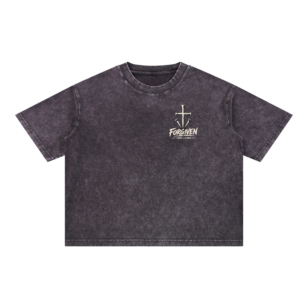 1 Cross 3 Nails Mineral Wash Boxy Cotton T-Shirt