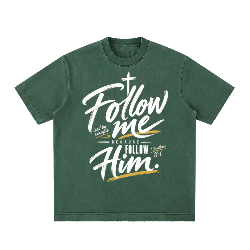 Follow me Heavyweight Vintage Washed Frayed T-Shirt