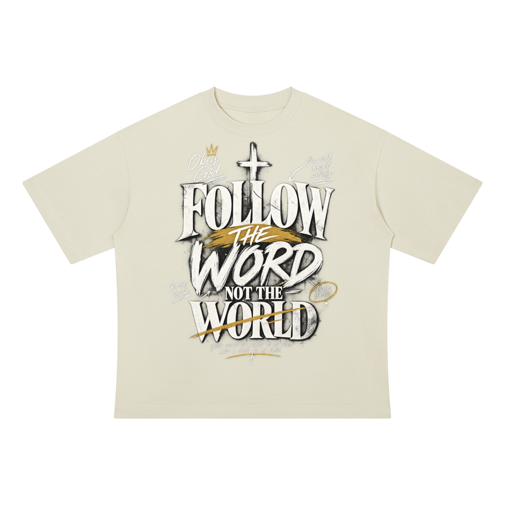 Follow the Word Drop Shoulder Cotton T-Shirt