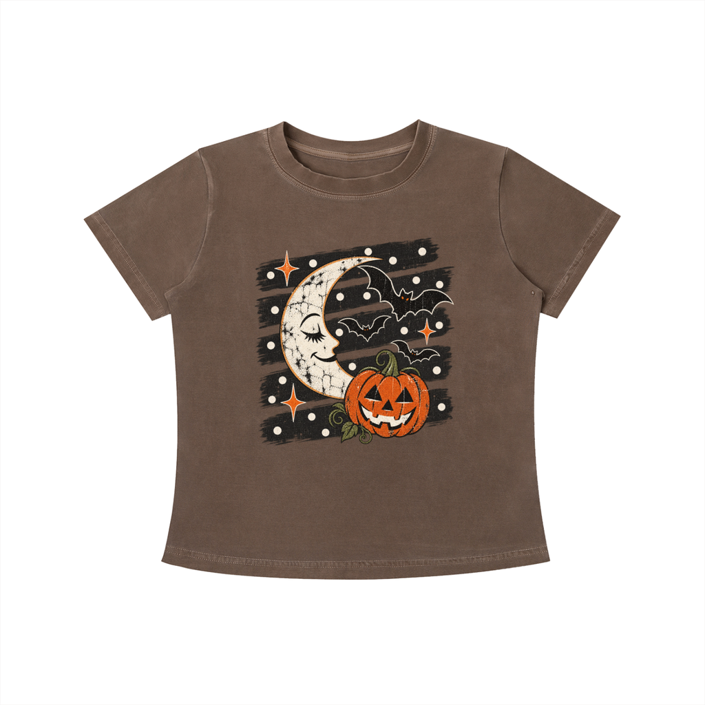 Halloween Moon Vintage Wash Slim Fit T-shirt