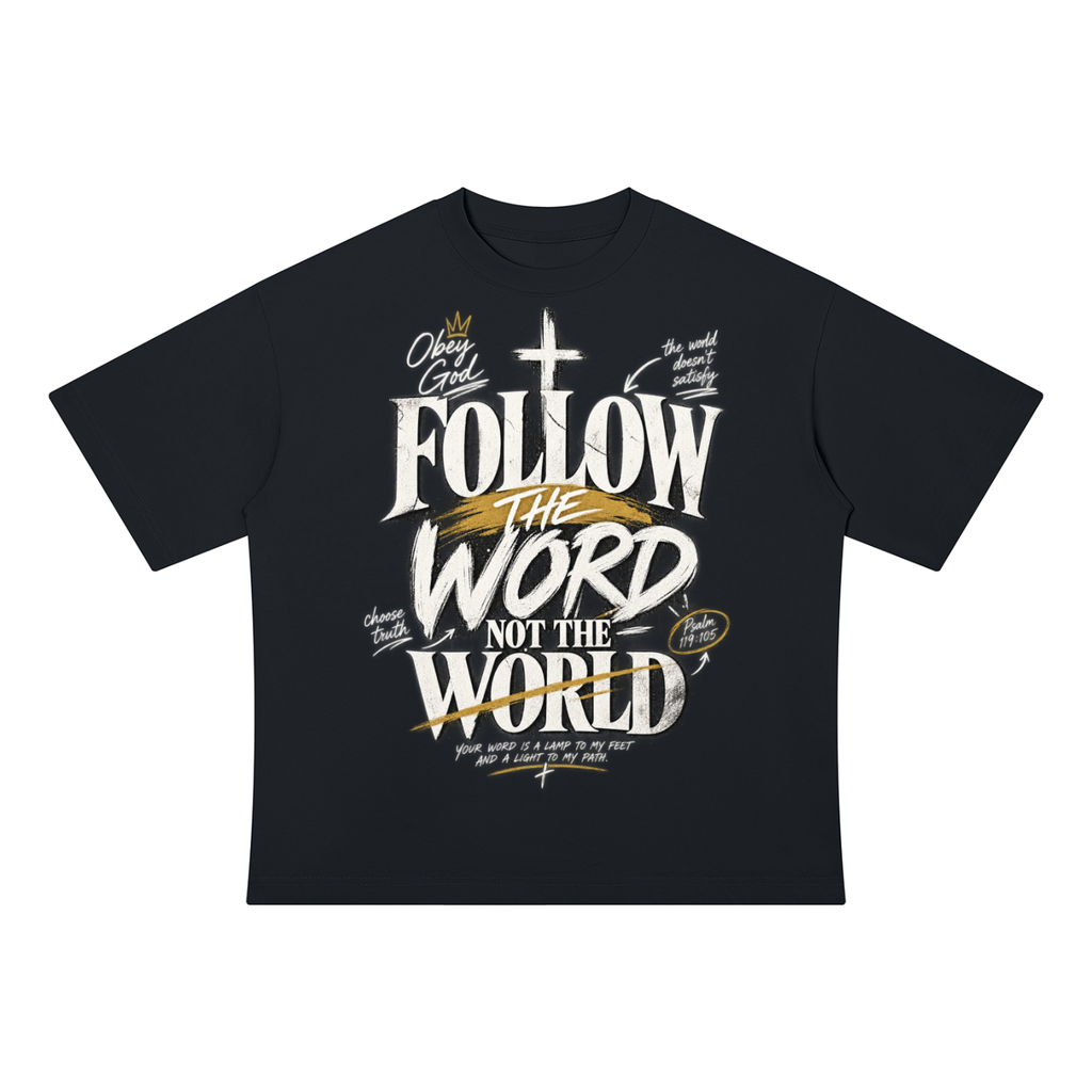 Follow the Word Drop Shoulder Cotton T-Shirt