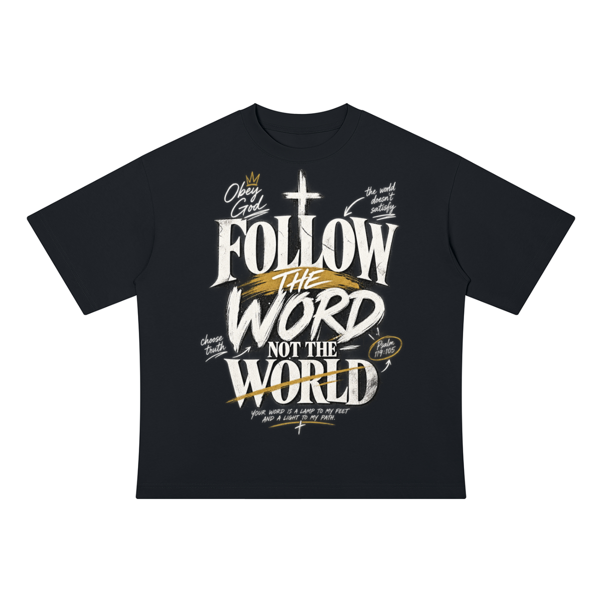 Follow the Word Drop Shoulder Cotton T-Shirt