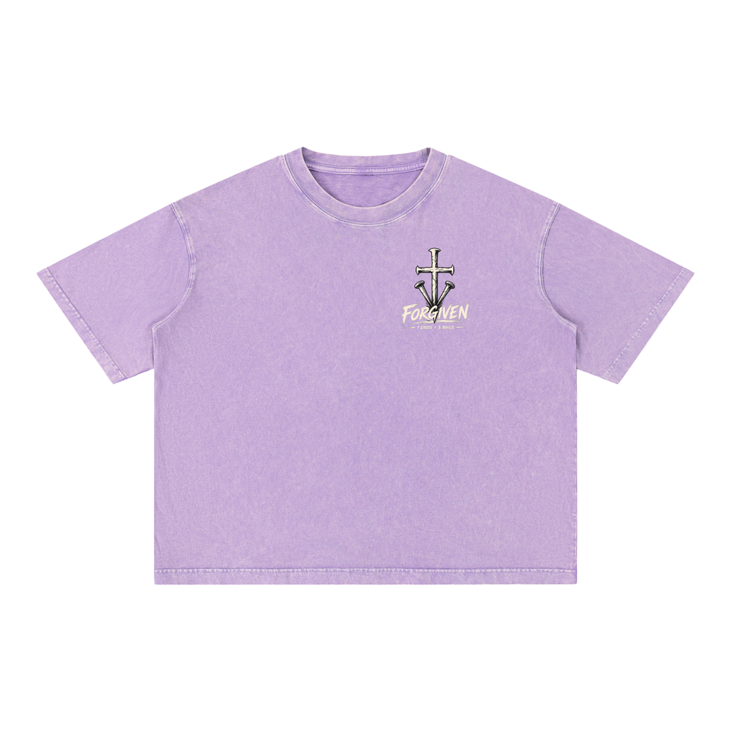 1 Cross 3 Nails Mineral Wash Boxy Cotton T-Shirt