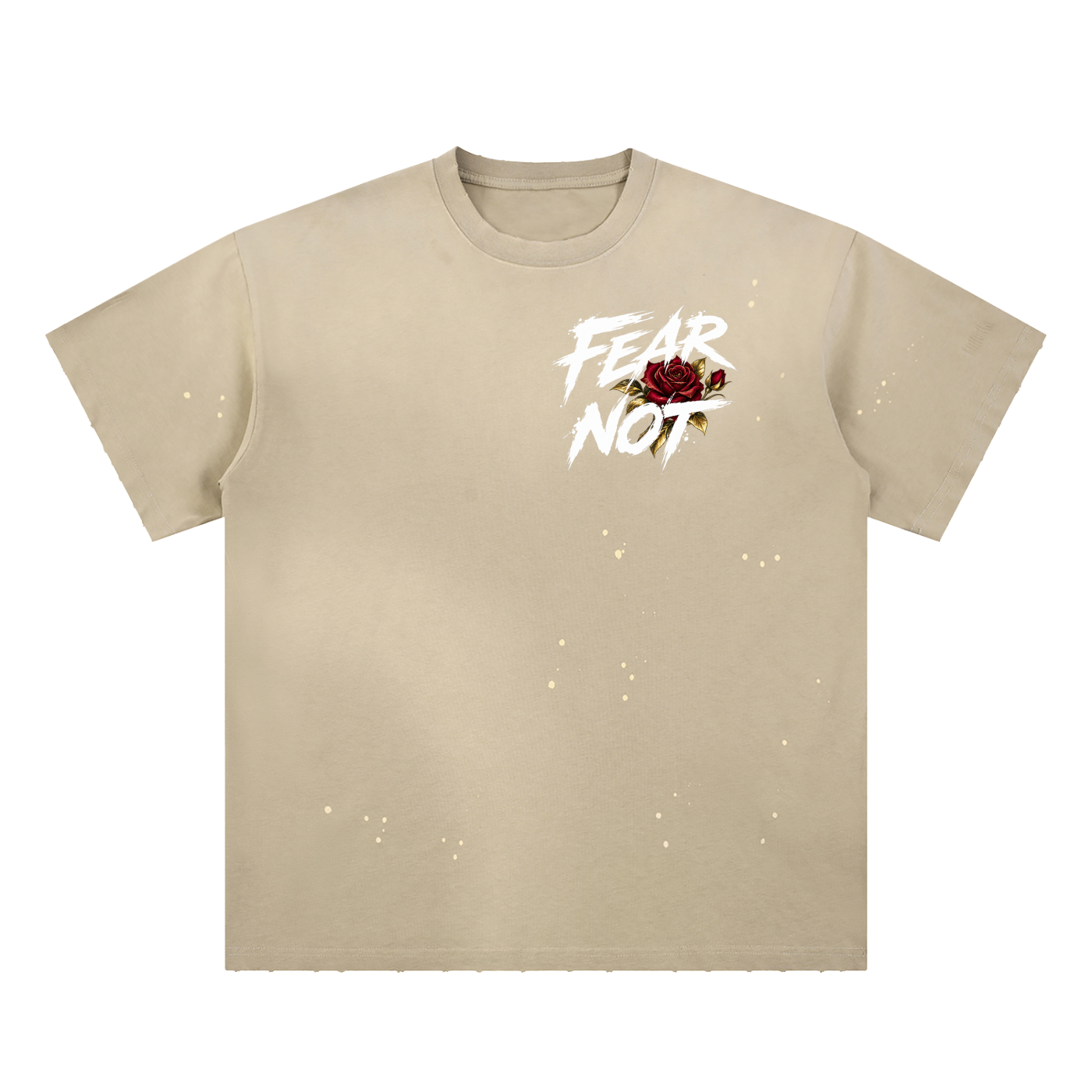 Fear Not Hand-Frayed Sunfade Paint Splatter T-Shirt