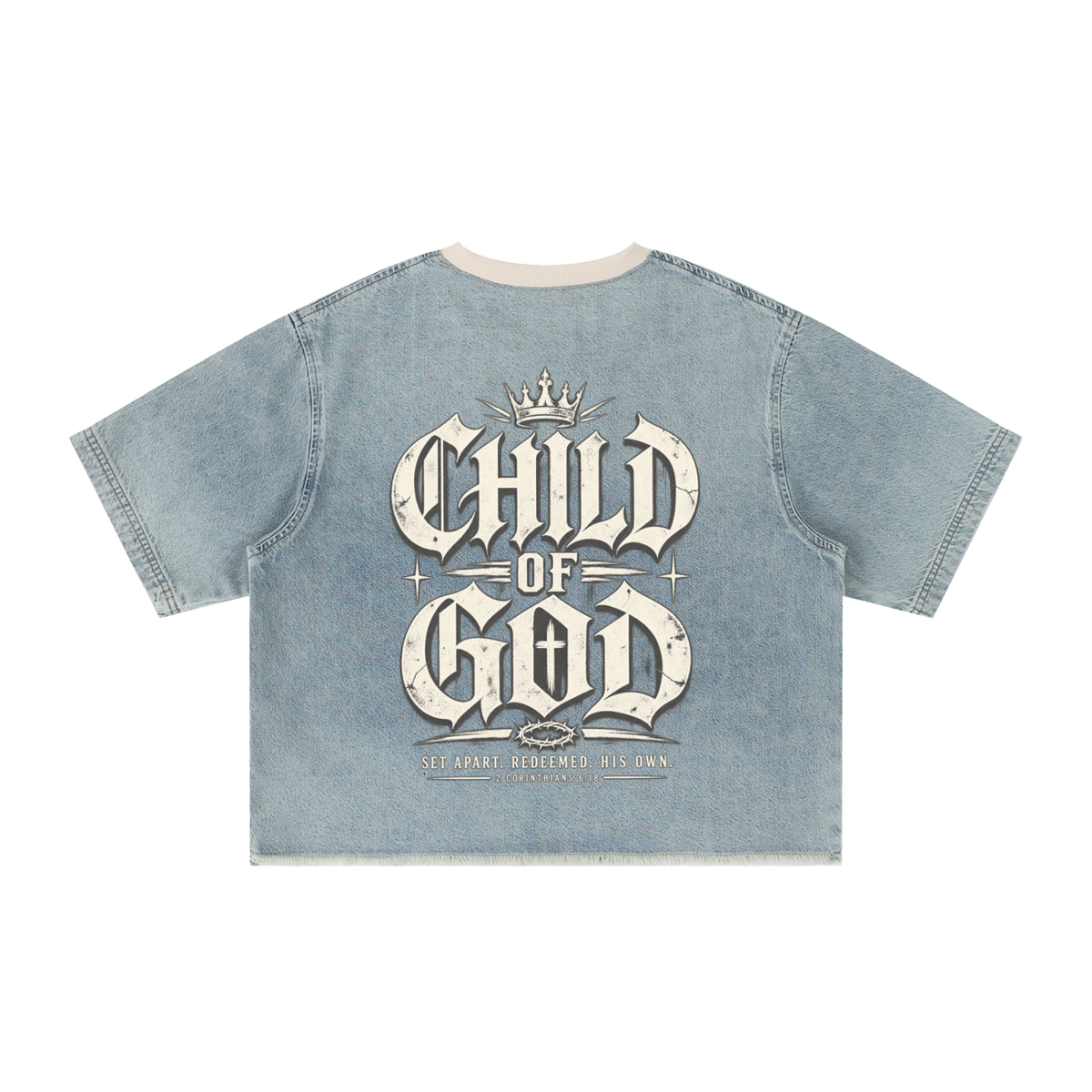 Child of God Vintage Wash Boxy Raw Hem Denim T-Shirt