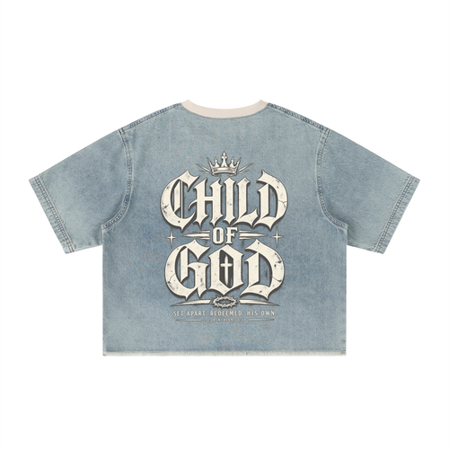 Child of God Vintage Wash Boxy Raw Hem Denim T-Shirt