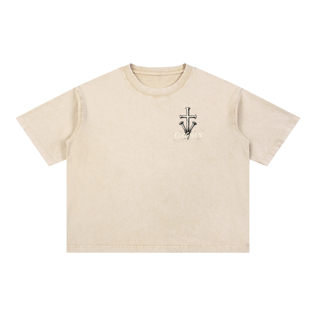 1 Cross 3 Nails Mineral Wash Boxy Cotton T-Shirt