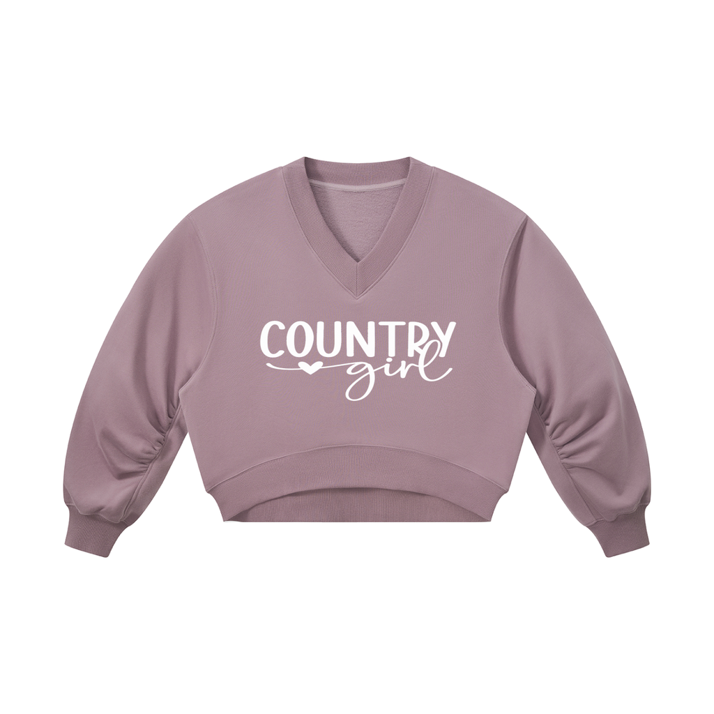 Country Girl Women’s Crop V-Neck Sweatshirt