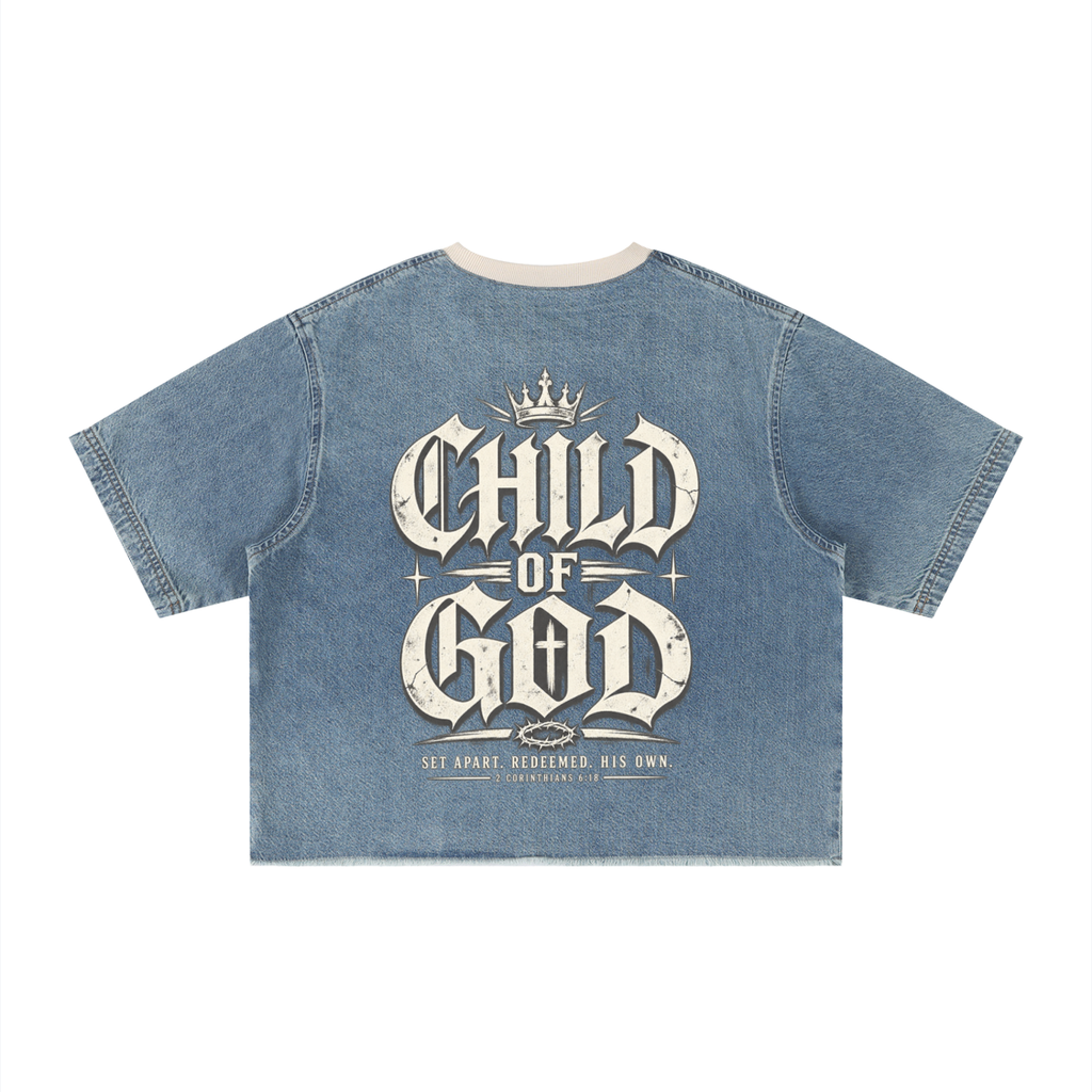Child of God Vintage Wash Boxy Raw Hem Denim T-Shirt