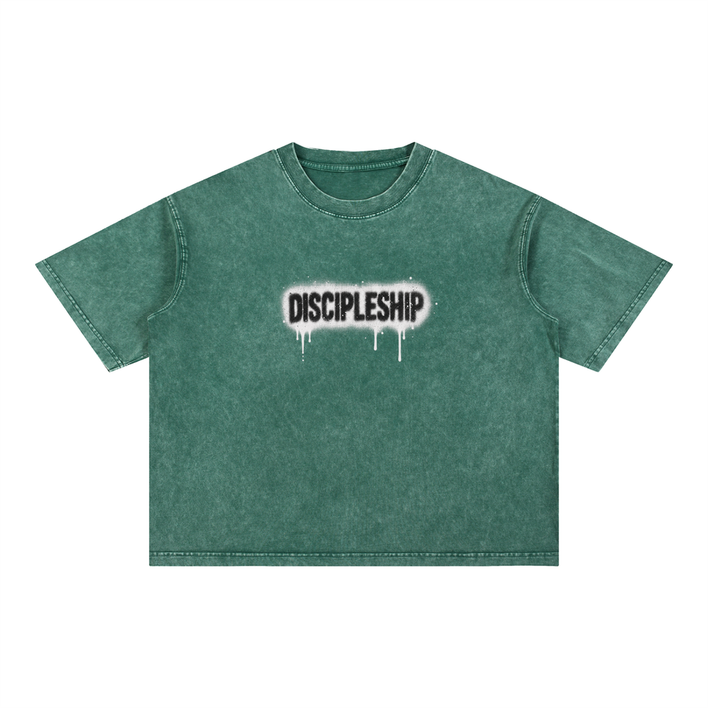 Discipleship Drip Mineral Wash Boxy Cotton T-Shirt