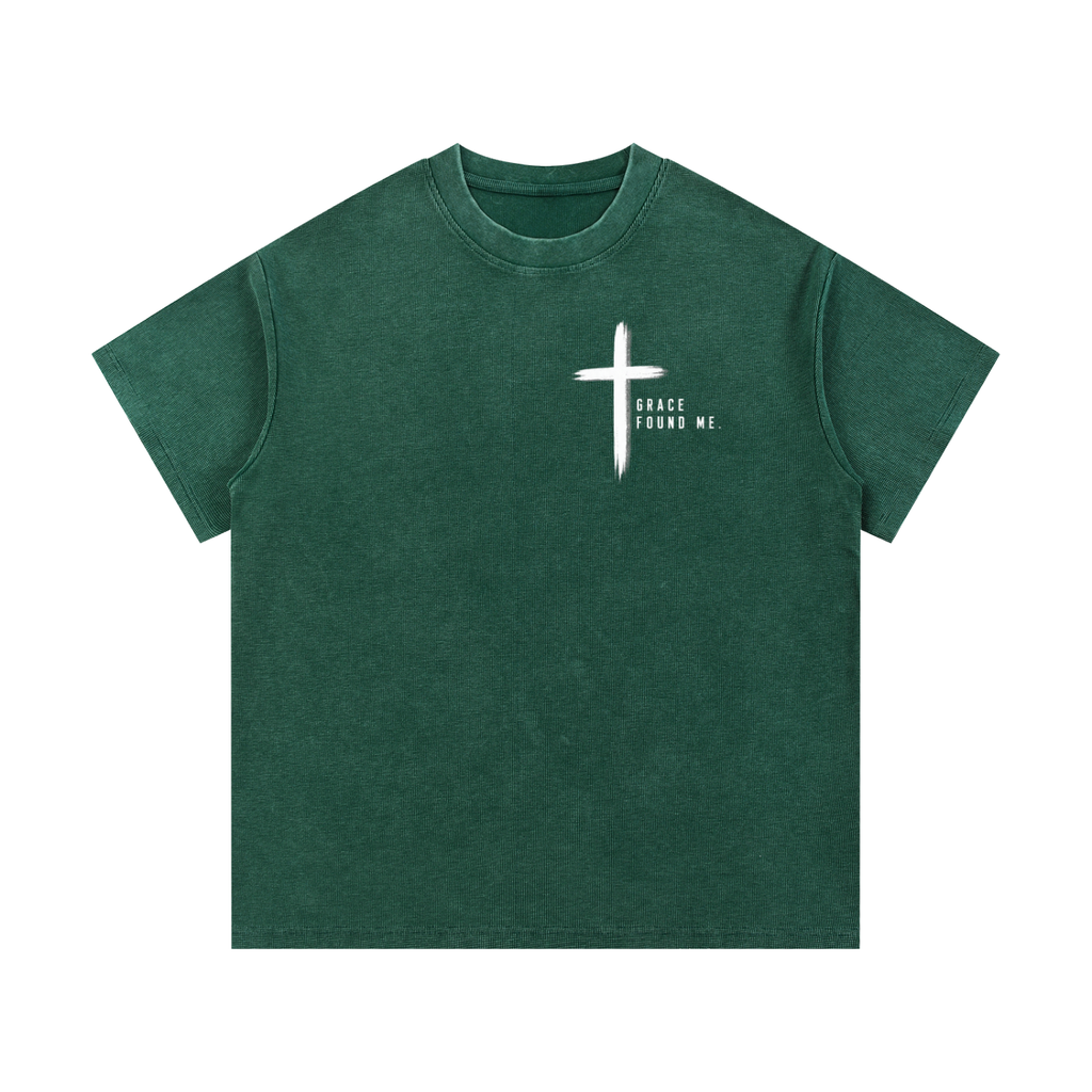 Grace Found Me Mineral Wash Waffle Knit T-Shirt