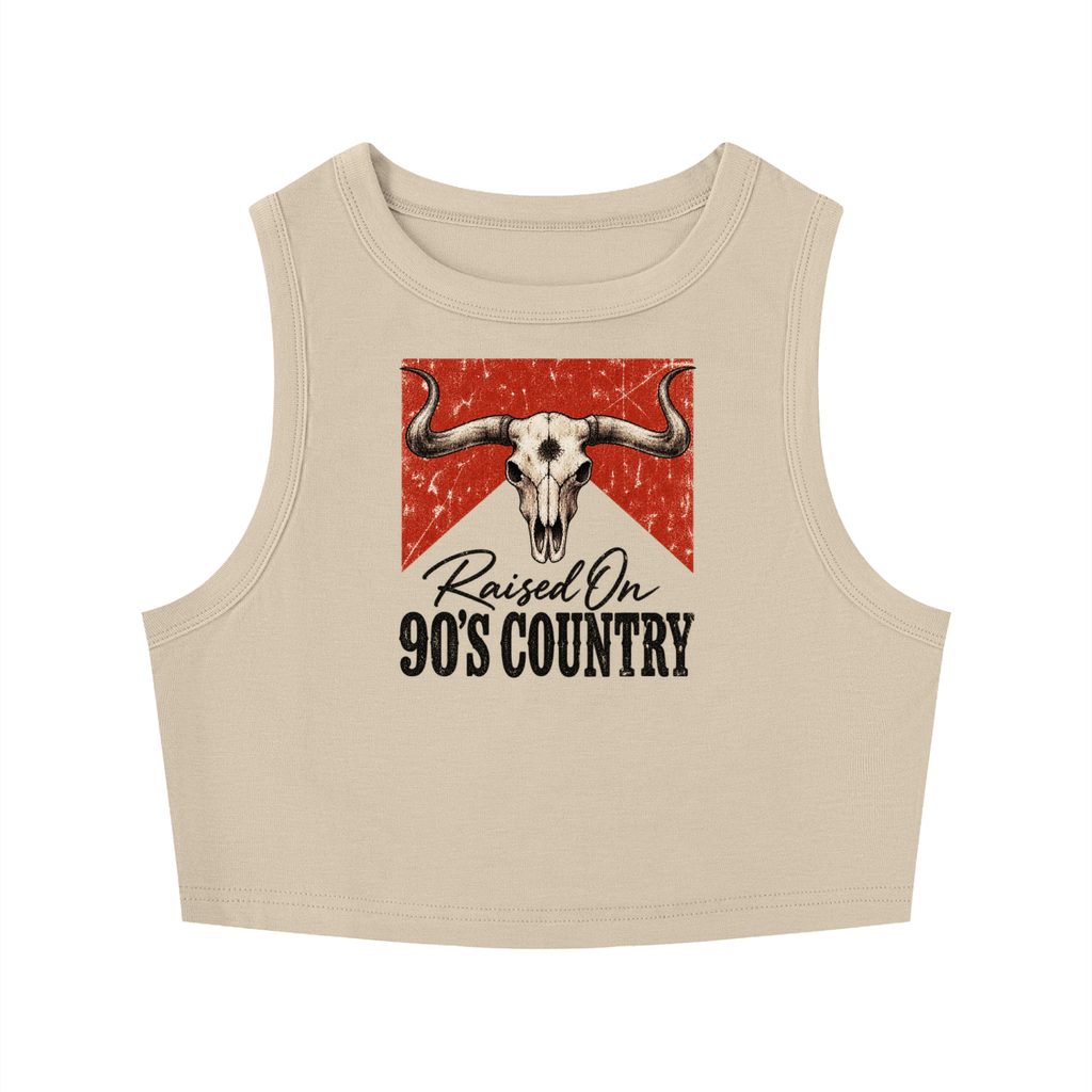 Raised on 90's Country Women's Tight Crewneck Crop Tank Top