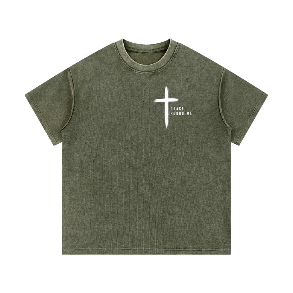 Grace Found Me Mineral Wash Waffle Knit T-Shirt