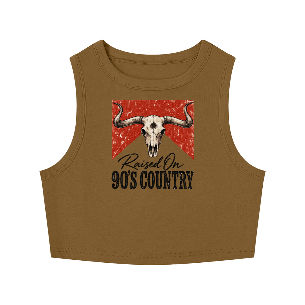 Raised on 90's Country Women's Tight Crewneck Crop Tank Top