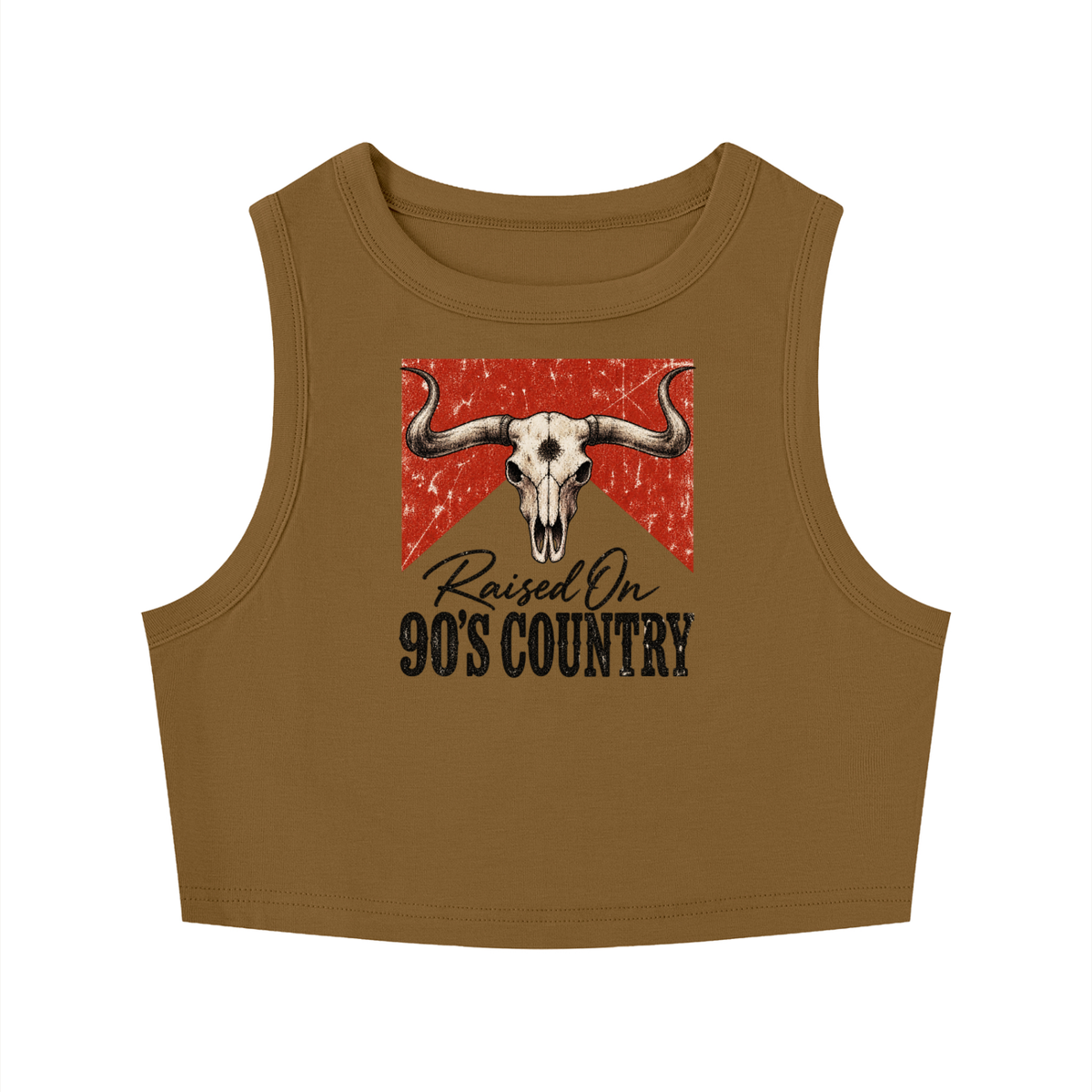 Raised on 90's Country Women's Tight Crewneck Crop Tank Top